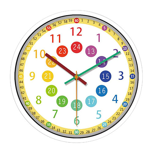 Horloge Murale Silencieuse De 12 Pouces Avec Secondes De Précision Pour Enfants, Jaune