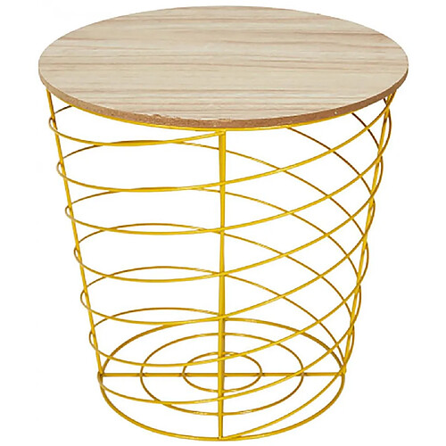 The Home Deco Factory Table d'appoint filaire en bois et métal Cyclone jaune.