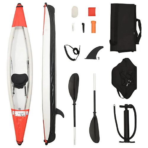 vidaXL Kayak gonflable rouge 375x72x31 cm polyester