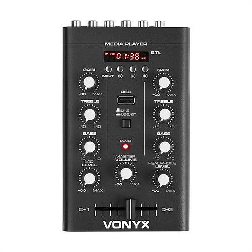 Vonyx STM500BT Table de mixage DJ 2 canaux Bluetooth lecteur MP3 USB noir Vonyx