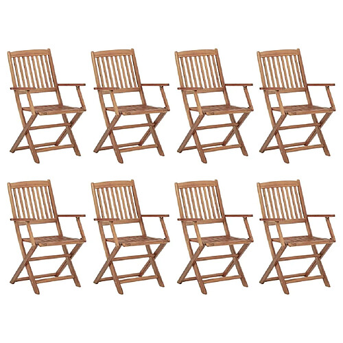 vidaXL Chaises pliables d'extérieur lot de 8 Bois d'acacia solide