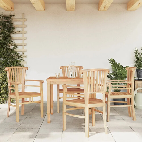 Salle à dîner de jardin 5 pcs,Table et chaise à manger Bois de teck massif -MN64764