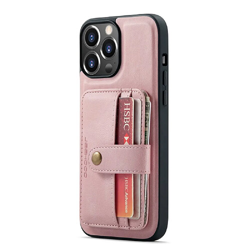 Coque en TPU + PU JEEHOOD détachable 2-en-1 rose pour votre iPhone 13 Pro 6.1