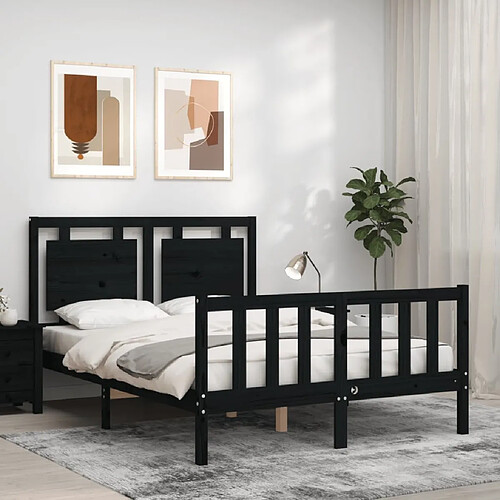 Maison Chic Lit adulte - Cadre Structure de lit avec tête de lit Contemporain noir 120x200 cm bois massif -MN43922