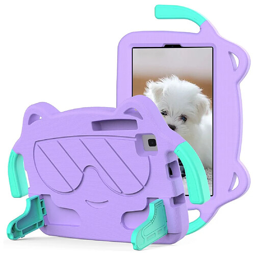 Coque en EVA motif de dessin animé mignon, anti-chutte avec béquille pour votre Samsung Galaxy Tab A7 Lite 8.7-pouces - Violet clair/vert menthe