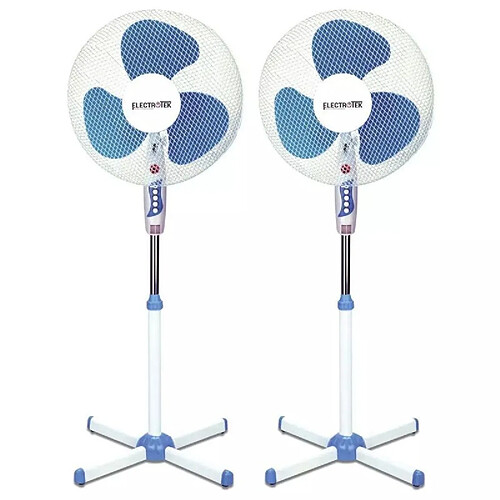 Jeunesse 2 Ventilateurs sur pied Blanc/Bleu 40 cm Electrotek EF-F16SF