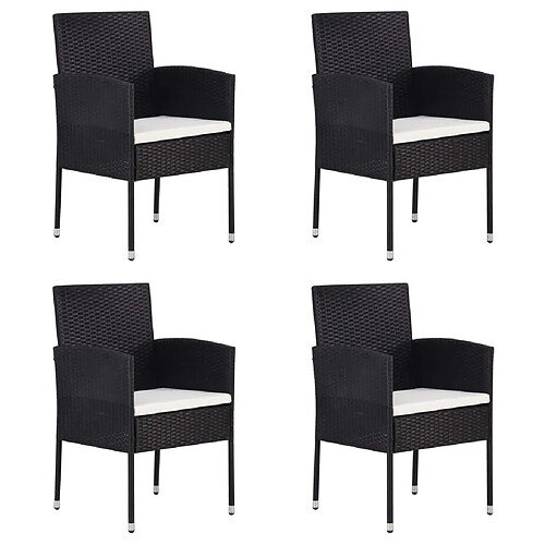 vidaXL Chaises de jardin lot de 4 Résine tressée Noir