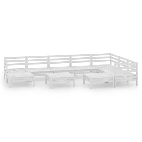 Maison Chic Salon de jardin 10 pcs - Table et chaises d'extérieur - Mobilier/Meubles de jardin Moderne Bois de pin massif Blanc -MN46515