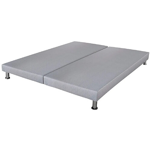 Ebac Sommier déco SR9 + pieds - Gris clair 2x80x200 - Lattes bois massif - H.13 cm