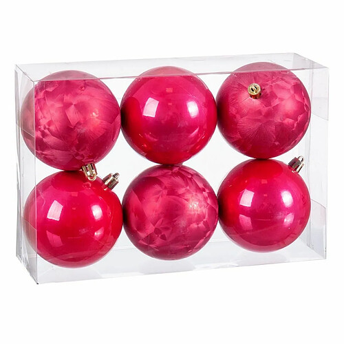 BigBuy Christmas Boules de Noël Fraise Plastique 8 x 8 x 8 cm (6 Unités)