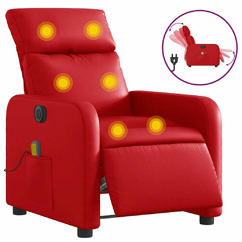 Maison Chic Fauteuil Relax pour salon, Fauteuil de massage inclinable électrique rouge similicuir -GKD45780