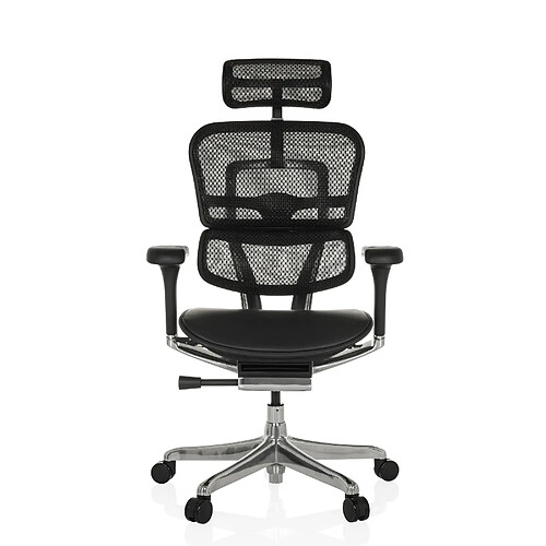 Chaise de bureau / fauteuil de direction ERGOHUMAN GEN2 assise cuir / dossier maille noir hjh OFFICE