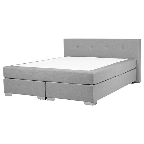 Beliani Lit boxspring en tissu gris clair 160x200 cm CONSUL