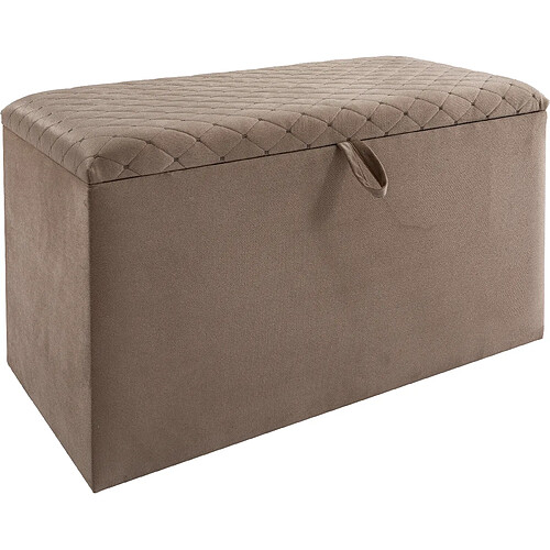 Vivenla Banc bout de lit coffre avec rangement coloris beige design en velours L. 80 x P. 41 x H. 45 cm collection PARIS