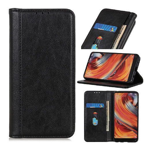 Etui en PU peau de litchi auto-absorbée noir pour votre Samsung Galaxy A21s