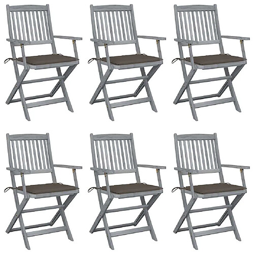 vidaXL Chaises pliables d'extérieur avec coussins - Acacia - Lot de 6