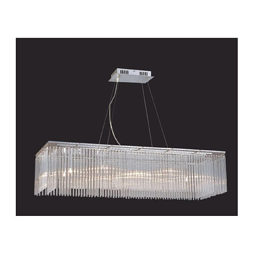 Luminaire Center Suspension Zanthe Rectangular 10 Ampoules chrome poli/verre transparent