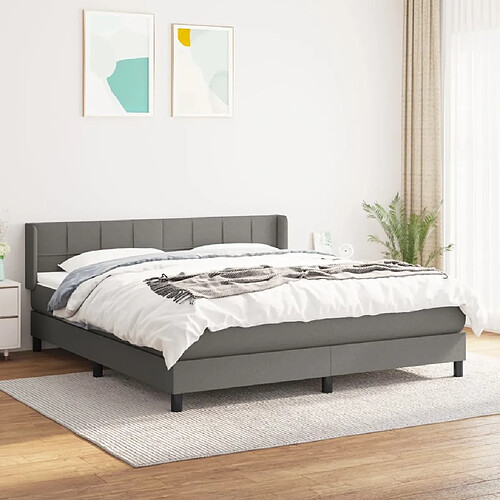 Maison Chic Lit Adulte - Lit simple Lit à sommier tapissier avec matelas moelleux - Meuble de Chambre - Gris foncé 160x200cm Tissu -MN86642