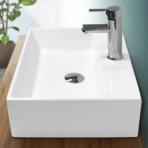 Ecd Germany Lavabo vasque salle de bain en céramique suspendu / à poser angulaire 515x360mm