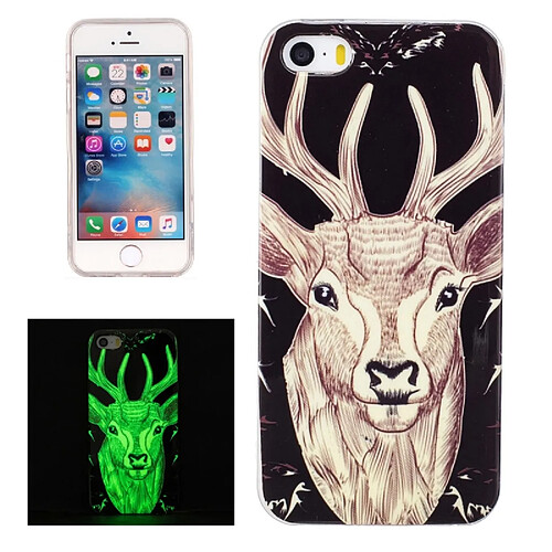 Wewoo Coque pour iPhone 5 & 5s & SE Noctilucent Cerf Motif IMD Fabrication Mince TPU Retour Housse