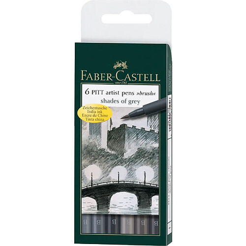 FABER-CASTELL Feutre PITT artist pen, étui 'Shades of grey' ()