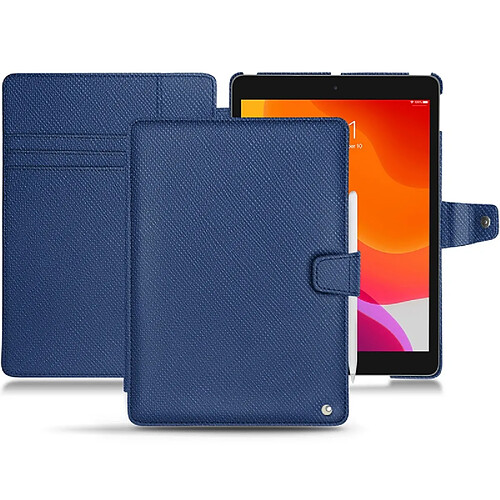 Housse cuir Apple iPad 10.2' - Rabat portefeuille - Bleu frisson ( Pantone #29588c ) - NOREVE