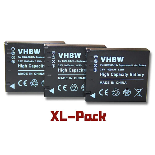 vhbw set de 3 batteries 1000mAh pour appareil photo Panasonic Lumix DMC-LX5, DMC-LX7 remplace Panasonic DMW-BCJ13 / DMW-BCJ13E