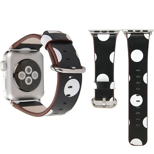 Wewoo Bracelet noir et blanc pour Apple Watch Series 3 & 2 & 1 42mm fond point motif PU en cuir montre-bracelet