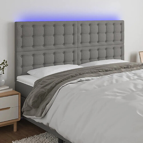 vidaXL Tête de lit à LED Gris foncé 160x5x118/128 cm Tissu