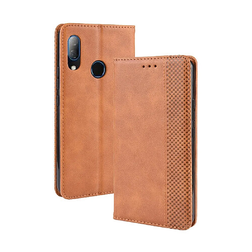 Wewoo Housse Coque Étui en cuir à boucle magnétique avec rétro pour Crazy Horse Texture horizontale HTC U19Eavec support & fentes cartes et cadre photo Marron