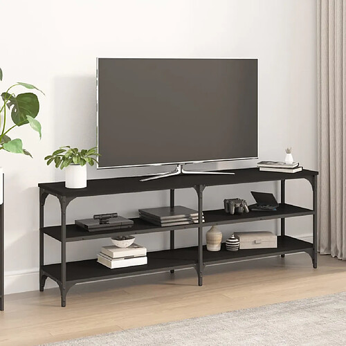 vidaXL Meuble TV noir 140x30x50 cm bois d'ingénierie