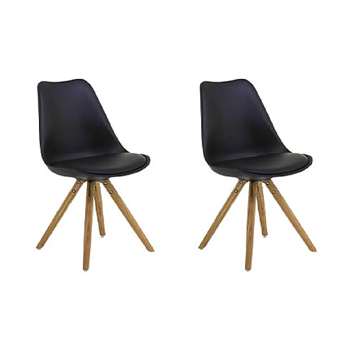 Mes Lot de 2 chaises coins arrondis coloris noir - LUCIE