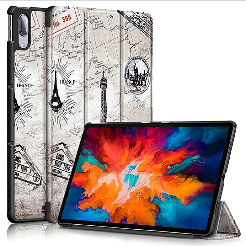 Etui en PU Impression de motifs Veille/Veille avec support tri-pliure tour Eiffel pour votre Lenovo Tab P11 Pro J716/TB-J706F