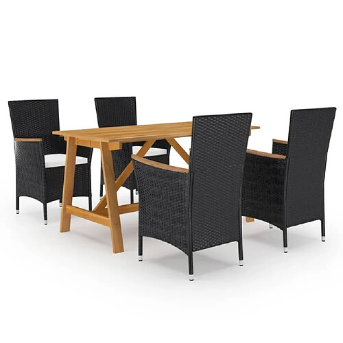 Salle à manger de jardin 5 pcs,Table et chaise à dîner Noir -MN93855