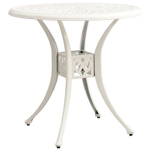 vidaXL Table de jardin Blanc 78x78x72 cm Aluminium coulé