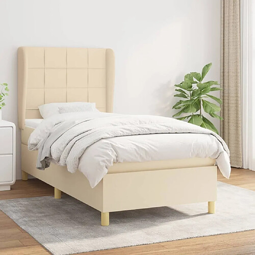 Maison Chic Lit Adulte - Lit simple Lit à sommier tapissier avec matelas moelleux - Meuble de Chambre - Crème 100x200 cm Tissu -MN85093