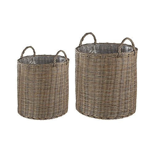 Beliani Lot de 2 pots de fleurs BITOLA Polyrotin Marron