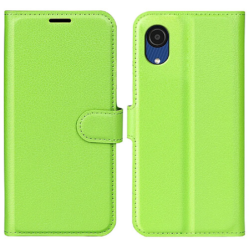 Coque en TPU + PU anti-rayures, texture litchi avec support vert pour votre Samsung Galaxy A03 Core