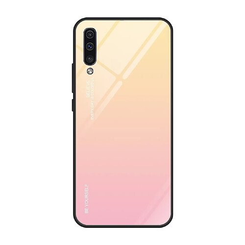 Wewoo Coque Pour Galaxy A50 Gradient Color Glass Case Jaune