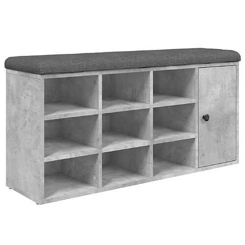 Decoshop26 Banc de rangement à chaussures couleur gris béton 102 x 32 x 50 cm bois d'ingénierie gris DEC024902