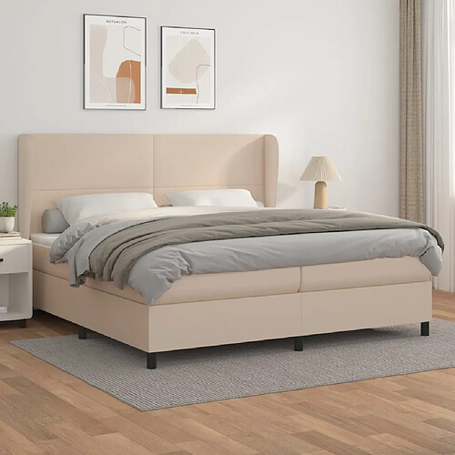 vidaXL Sommier à lattes de lit avec matelas Cappuccino 200x200 cm