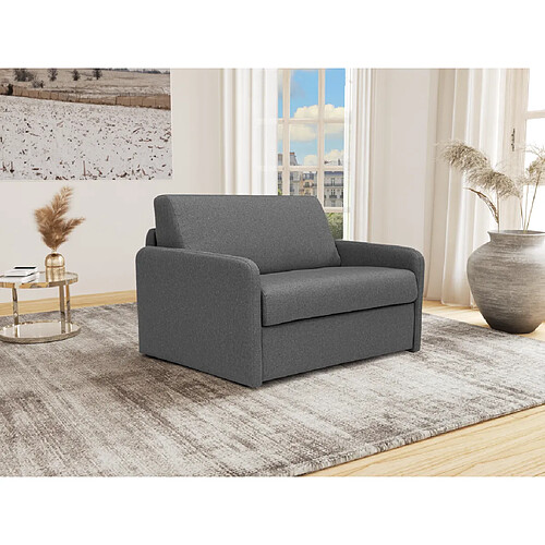 Vente-Unique Fauteuil convertible express en tissu gris foncé - Couchage lattes larges 100 cm - NADOA