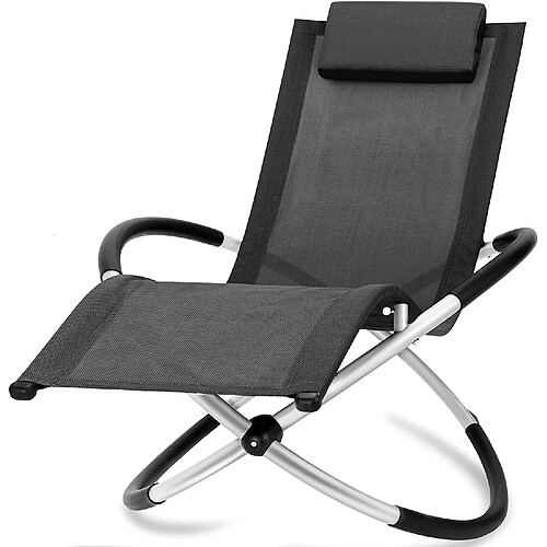 Bcelec HMBL-04-BLACK Chaise longue noire, relax de jardin, chaise de jardin, rocking chair, résistant aux intempéries, max 180kg