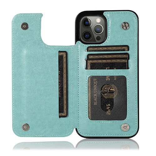 Coque en TPU + PU magnétique, motif fleurs, anti-rayures avec béquille et porte-carte bleu ciel pour votre iPhone 13 Pro 6.1 pouces