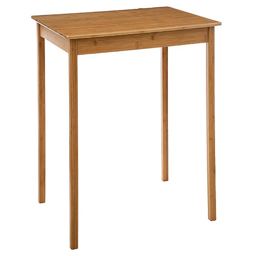 Pegane Table haute, table de bar carrée en bambou coloris chêne miel - Longueur 80 x Profondeur 60 x Hauteur 105 cm