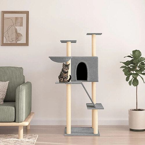 vidaXL Arbre à chat avec griffoirs en sisal gris clair 143 cm