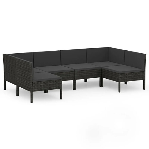 Maison Chic Salon de jardin 6 pcs + coussins - Mobilier/Meubles de jardin - Table et chaises d'extérieur Résine tressée Noir -MN57995