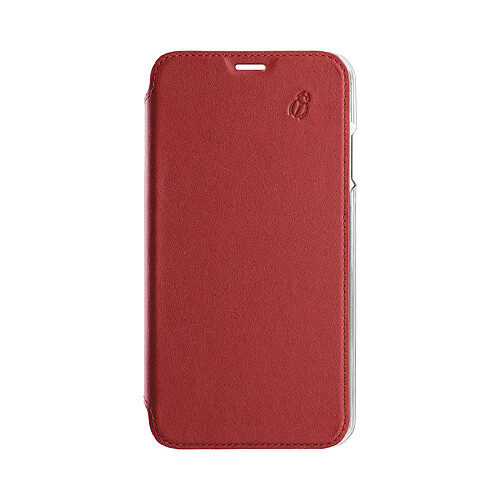 BEETLECASE Étui pour Apple iPhone 12 Pro Max Folio Premium en Cuir avec Dos Cristal Rouge