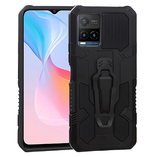 Coque en TPU anti-griffes avec béquille à clip magnétique, noir pour votre Vivo Y21s