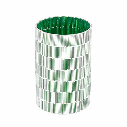 BigBuy Home Bougeoir Vert Verre Ciment 13 x 13 x 20 cm